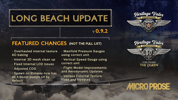 Long Beach Update (v0.9.2) for the Early Access MicroProse B-17 Flying Fortress